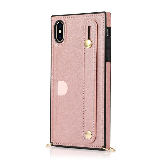 Funda protectora a prueba de golpes de PU + TPU con correa para la muñeca, cordón cruzado, soporte y ranura para tarjetas, para iPhone XS Max, para iPhone 11, para iPhone 11 Pro, para iPhone 11 Pro Max