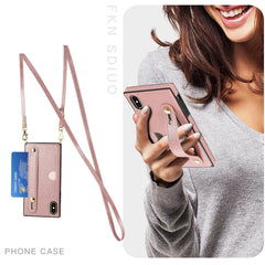 Wrist Strap PU+TPU Shockproof Protective Case with Crossbody Lanyard & Holder & Card Slot, For iPhone XS Max, For iPhone 11, For iPhone 11 Pro, For iPhone 11 Pro Max