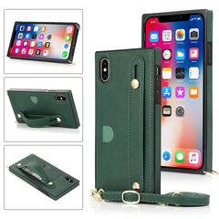 Wrist Strap PU+TPU Shockproof Protective Case with Crossbody Lanyard & Holder & Card Slot, For iPhone XS Max, For iPhone 11, For iPhone 11 Pro, For iPhone 11 Pro Max