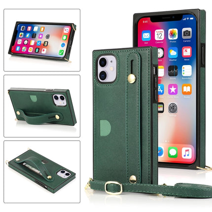 Wrist Strap PU+TPU Shockproof Protective Case with Crossbody Lanyard & Holder & Card Slot, For iPhone XS / X, For iPhone XR, For iPhone XS Max, For iPhone 11