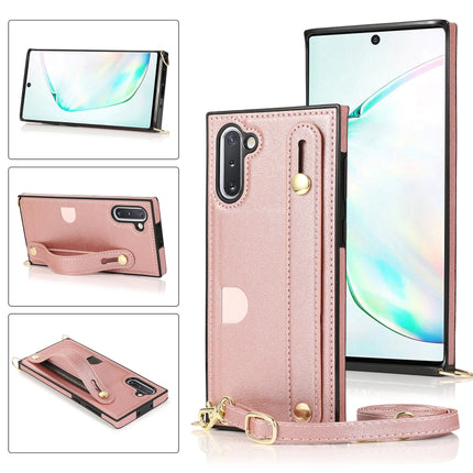 Wrist Strap PU+TPU Shockproof Protective Case with Crossbody Lanyard & Holder & Card Slot, For Samsung Galaxy A90 5G, For Samsung Galaxy Note9, For Samsung Galaxy Note 10, For Samsung Galaxy Note 10 Pro