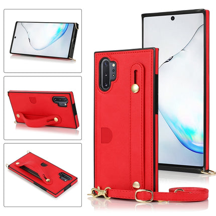Wrist Strap PU+TPU Shockproof Protective Case with Crossbody Lanyard & Holder & Card Slot, For Samsung Galaxy A90 5G, For Samsung Galaxy Note9, For Samsung Galaxy Note 10, For Samsung Galaxy Note 10 Pro