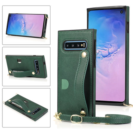 Wrist Strap PU+TPU Shockproof Protective Case with Crossbody Lanyard & Holder & Card Slot, For Samsung Galaxy S9, For Samsung Galaxy S9 Plus, For Samsung Galaxy S10, For Samsung Galaxy S10e
