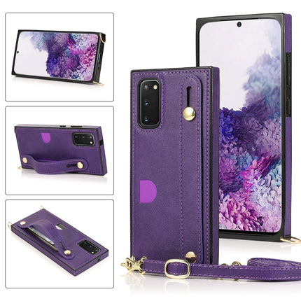 Wrist Strap PU+TPU Shockproof Protective Case with Crossbody Lanyard & Holder & Card Slot, For Samsung Galaxy S10 Plus, For Samsung Galaxy S20, For Samsung Galaxy S20 Plus, For Samsung Galaxy S20 Ultra