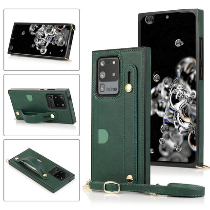 Wrist Strap PU+TPU Shockproof Protective Case with Crossbody Lanyard & Holder & Card Slot, For Samsung Galaxy S10 Plus, For Samsung Galaxy S20, For Samsung Galaxy S20 Plus, For Samsung Galaxy S20 Ultra