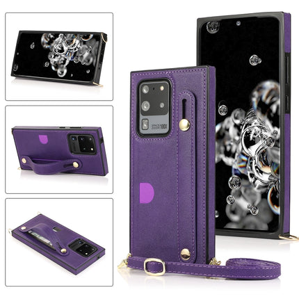 Wrist Strap PU+TPU Shockproof Protective Case with Crossbody Lanyard & Holder & Card Slot, For Samsung Galaxy S10 Plus, For Samsung Galaxy S20, For Samsung Galaxy S20 Plus, For Samsung Galaxy S20 Ultra