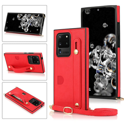 Wrist Strap PU+TPU Shockproof Protective Case with Crossbody Lanyard & Holder & Card Slot, For Samsung Galaxy S10 Plus, For Samsung Galaxy S20, For Samsung Galaxy S20 Plus, For Samsung Galaxy S20 Ultra