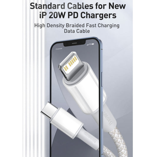 Cable de datos de carga rápida trenzado de alta densidad Baseus 20 W tipo C/USB-C a 8 pines PD, longitud: 2 m, longitud: 2 m