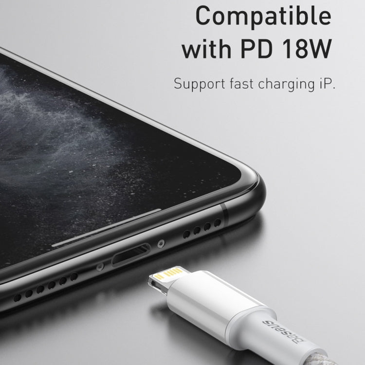 Cable de datos de carga rápida trenzado de alta densidad Baseus 20 W tipo C/USB-C a 8 pines PD, longitud: 2 m, longitud: 2 m