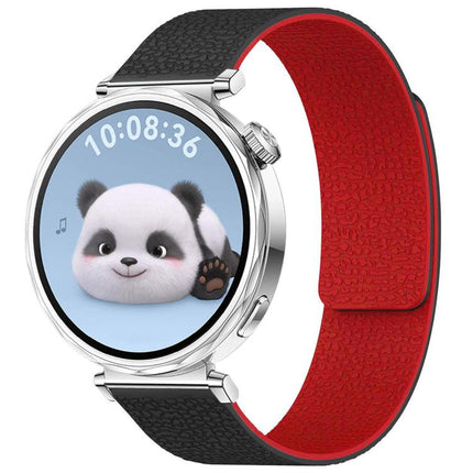 xDfind Flat Head Litchi Texture Magnetic Silicone Watch Band, 18mm, 20mm