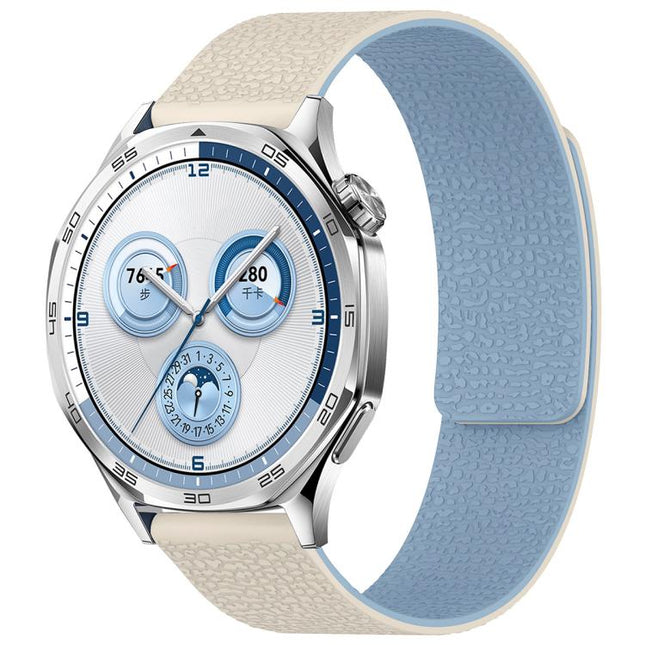 xDfind Flat Head Litchi Texture Magnetic Silicone Watch Band, 22mm, 14mm