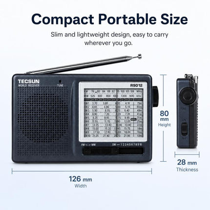 Tecsun R-9012 Portable Full Band FM Radio, R-9012