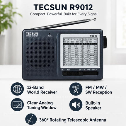 Tecsun R-9012 Portable Full Band FM Radio, R-9012