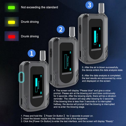 D2000 HD IPS Screen Portable Blow-Type High-Precision Alcohol Content Tester, D2000