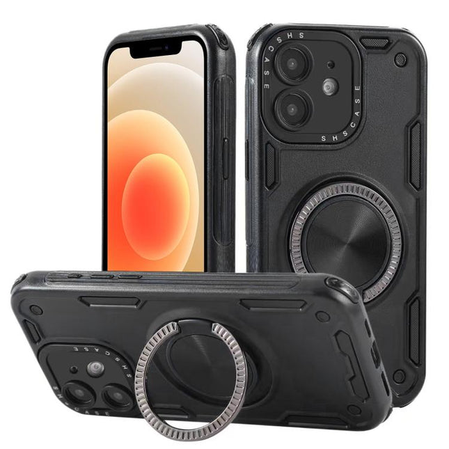 Three-core Mecha 360 Degree Rotation Magnetic Holder Phone Case, For iPhone 12, For iPhone 12 Pro, For iPhone 11