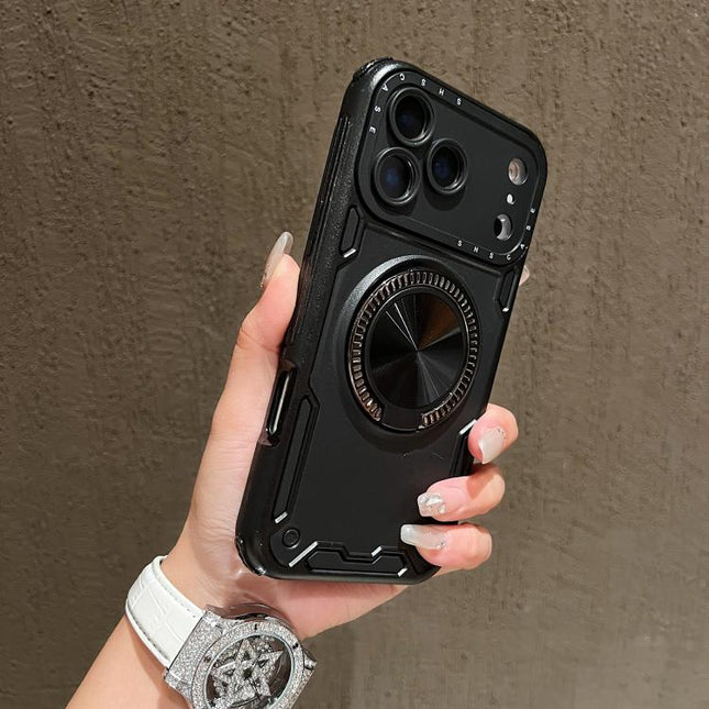 Three-core Mecha 360 Degree Rotation Magnetic Holder Phone Case, For iPhone 17 Pro Max, For iPhone 17 Pro, For iPhone 16 Pro Max, For iPhone 16 Pro, For iPhone 16 Plus, For iPhone 16