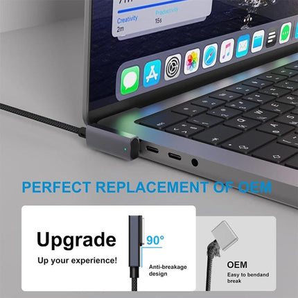 140W Type-C to Magsafe 3 Magnetic Side Bend Charging Cable, Length: 2m, Side Bend