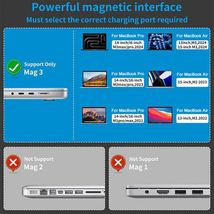 140W Type-C to Magsafe 3 Magnetic Side Bend Charging Cable, Length: 2m, Side Bend
