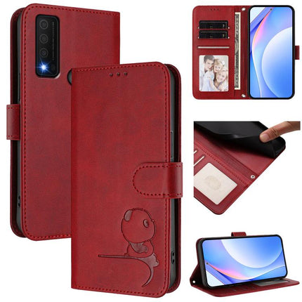 Litter Panda Embossing RFID Leather Phone Case with Lanyard, For TCL 30 XE 5G / 30V 5G / T781S