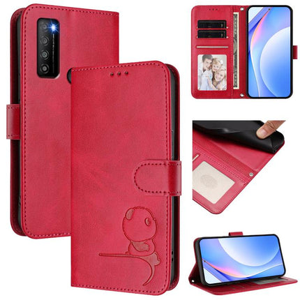 Litter Panda Embossing RFID Leather Phone Case with Lanyard, For TCL 40 R 5G / Sharp Aquos V6, For TCL 30 XL T701DL, For TCL 305 / 306 / 30 SE AL02, For TCL Stylus 5G