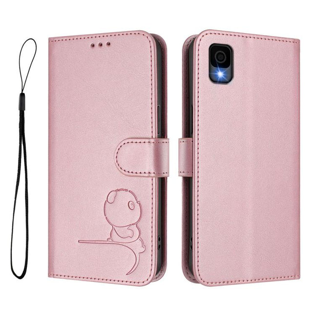 Litter Panda Embossing RFID Leather Phone Case with Lanyard, For TCL 30 Z / 30 LE T602DL, For TCL 40 XL / 40 T T608DL, For TCL 50 LE T510SPP / K23/ K24, For TCL 50 Pro NxtPaper / 50 Nxtpaper