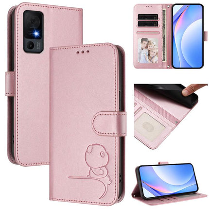 Litter Panda Embossing RFID Leather Phone Case with Lanyard, For TCL 30 Z / 30 LE T602DL, For TCL 40 XL / 40 T T608DL, For TCL 50 LE T510SPP / K23/ K24, For TCL 50 Pro NxtPaper / 50 Nxtpaper