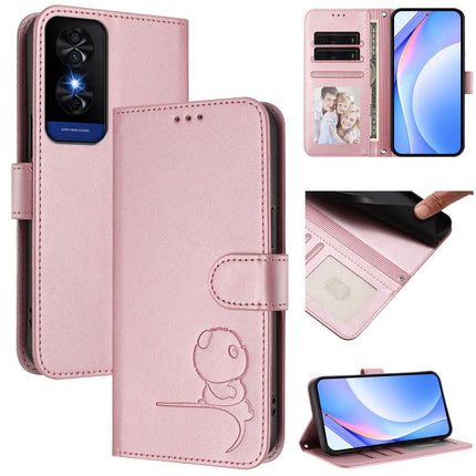 Litter Panda Embossing RFID Leather Phone Case with Lanyard, For TCL 60R 5G, For TCL 503, For TCL 50 5G / 50 XE NxtPaper / 50 XE, For TCL 50 XL / 50 XL NxtPaper 5G