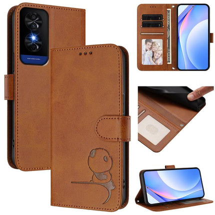 Litter Panda Embossing RFID Leather Phone Case with Lanyard, For TCL 60R 5G, For TCL 503, For TCL 50 5G / 50 XE NxtPaper / 50 XE, For TCL 50 XL / 50 XL NxtPaper 5G