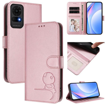 Litter Panda Embossing RFID Leather Phone Case with Lanyard, For TCL 30 Z / 30 LE T602DL, For TCL 40 XL / 40 T T608DL, For TCL 50 LE T510SPP / K23/ K24, For TCL 50 Pro NxtPaper / 50 Nxtpaper