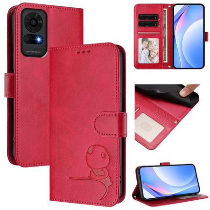 Litter Panda Embossing RFID Leather Phone Case with Lanyard, For TCL 30 Z / 30 LE T602DL, For TCL 40 XL / 40 T T608DL, For TCL 50 LE T510SPP / K23/ K24, For TCL 50 Pro NxtPaper / 50 Nxtpaper