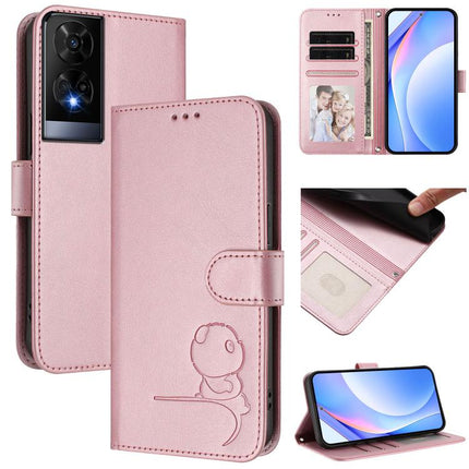 Litter Panda Embossing RFID Leather Phone Case with Lanyard, For TCL 201, For TCL 50 XE, For TCL 50 SE / 40 NxtPaper 4G, For TCL 501 / Vodafone Smart M25