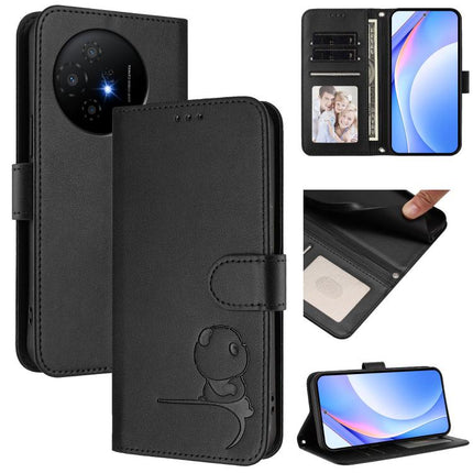 Litter Panda Embossing RFID Leather Phone Case with Lanyard, For TCL 60R 5G, For TCL 503, For TCL 50 5G / 50 XE NxtPaper / 50 XE, For TCL 50 XL / 50 XL NxtPaper 5G