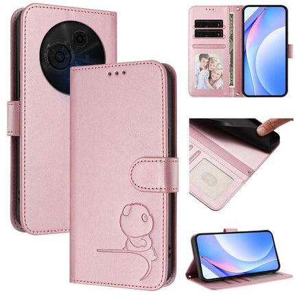 Litter Panda Embossing RFID Leather Phone Case with Lanyard, For TCL 405 / 406 / 406s / 408 T506D, For TCL 60 NxtPaper, For TCL 605 / 60 SE, For TCL 60 5G