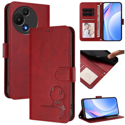 Litter Panda Embossing RFID Leather Phone Case with Lanyard, For TCL K70 Power 4G / K70 4G, For TCL Nxtpaper 70 Pro 5G, For TCL K32 / K33 5G, For TCL 60 SE NxtPaper