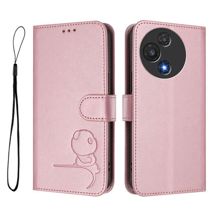 Litter Panda Embossing RFID Leather Phone Case with Lanyard, For TCL 60R 5G, For TCL 503, For TCL 50 5G / 50 XE NxtPaper / 50 XE, For TCL 50 XL / 50 XL NxtPaper 5G