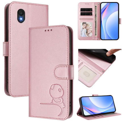 Litter Panda Embossing RFID Leather Phone Case with Lanyard, For TCL 201, For TCL 50 XE, For TCL 50 SE / 40 NxtPaper 4G, For TCL 501 / Vodafone Smart M25