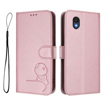 Litter Panda Embossing RFID Leather Phone Case with Lanyard, For TCL 201, For TCL 50 XE, For TCL 50 SE / 40 NxtPaper 4G, For TCL 501 / Vodafone Smart M25