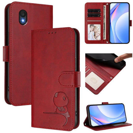 Litter Panda Embossing RFID Leather Phone Case with Lanyard, For TCL 201, For TCL 50 XE, For TCL 50 SE / 40 NxtPaper 4G, For TCL 501 / Vodafone Smart M25
