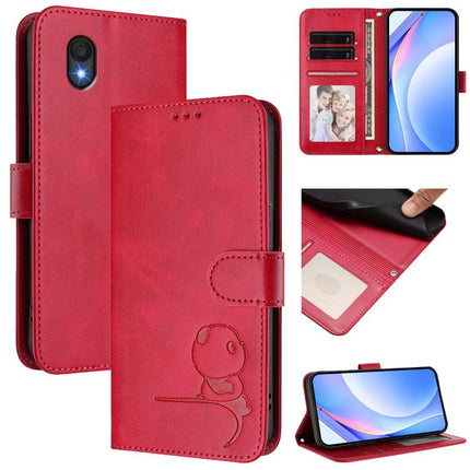 Litter Panda Embossing RFID Leather Phone Case with Lanyard, For TCL 201, For TCL 50 XE, For TCL 50 SE / 40 NxtPaper 4G, For TCL 501 / Vodafone Smart M25