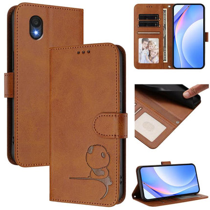 Litter Panda Embossing RFID Leather Phone Case with Lanyard, For TCL 201, For TCL 50 XE, For TCL 50 SE / 40 NxtPaper 4G, For TCL 501 / Vodafone Smart M25