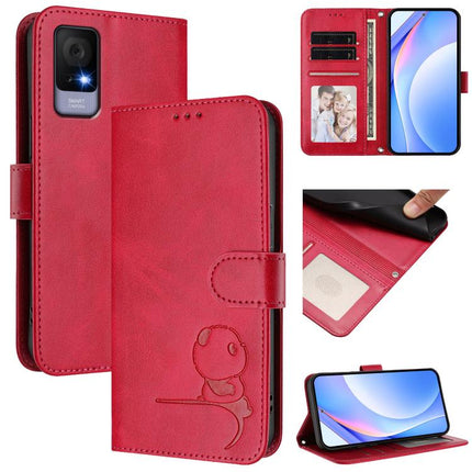 Litter Panda Embossing RFID Leather Phone Case with Lanyard, For TCL 405 / 406 / 406s / 408 T506D, For TCL 60 NxtPaper, For TCL 605 / 60 SE, For TCL 60 5G