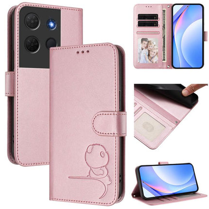 Litter Panda Embossing RFID Leather Phone Case with Lanyard, For TCL 60R 5G, For TCL 503, For TCL 50 5G / 50 XE NxtPaper / 50 XE, For TCL 50 XL / 50 XL NxtPaper 5G
