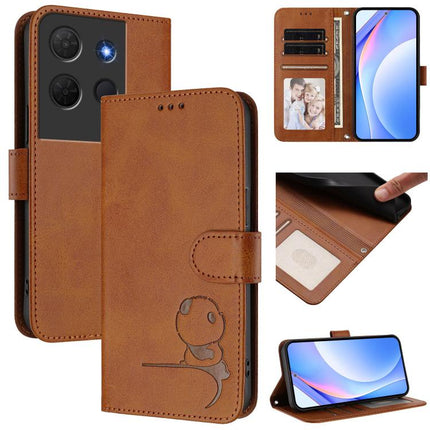 Litter Panda Embossing RFID Leather Phone Case with Lanyard, For TCL 60R 5G, For TCL 503, For TCL 50 5G / 50 XE NxtPaper / 50 XE, For TCL 50 XL / 50 XL NxtPaper 5G