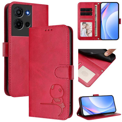 Litter Panda Embossing RFID Leather Phone Case with Lanyard, For TCL K70 Power 4G / K70 4G, For TCL Nxtpaper 70 Pro 5G, For TCL K32 / K33 5G, For TCL 60 SE NxtPaper