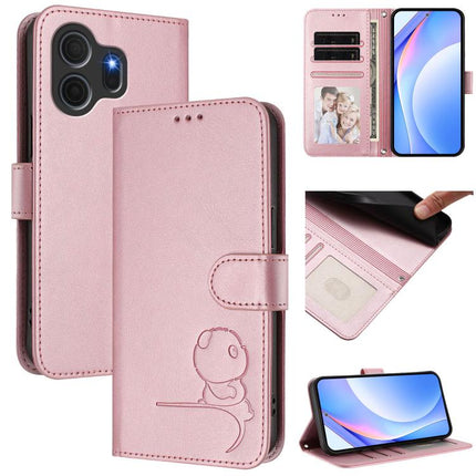 Litter Panda Embossing RFID Leather Phone Case with Lanyard, For TCL K70 Power 4G / K70 4G, For TCL Nxtpaper 70 Pro 5G, For TCL K32 / K33 5G, For TCL 60 SE NxtPaper