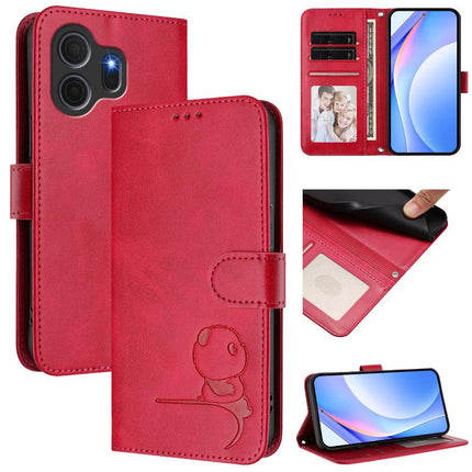 Litter Panda Embossing RFID Leather Phone Case with Lanyard, For TCL K70 Power 4G / K70 4G, For TCL Nxtpaper 70 Pro 5G, For TCL K32 / K33 5G, For TCL 60 SE NxtPaper