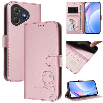 Litter Panda Embossing RFID Leather Phone Case with Lanyard, For Blackview Oscal Flat 2 / 2C, For Blackview Oscal Tiger 13, For Blackview Wave 8 / 8C, For Blackview Shark 9 5G