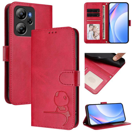 Litter Panda Embossing RFID Leather Phone Case with Lanyard, For Blackview Oscal Flat 2 / 2C, For Blackview Oscal Tiger 13, For Blackview Wave 8 / 8C, For Blackview Shark 9 5G