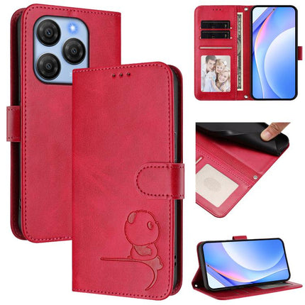 Litter Panda Embossing RFID Leather Phone Case with Lanyard, For Blackview Oscal Flat 2 / 2C, For Blackview Oscal Tiger 13, For Blackview Wave 8 / 8C, For Blackview Shark 9 5G