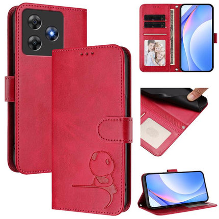 Litter Panda Embossing RFID Leather Phone Case with Lanyard, For Blackview Oscal Flat 2 / 2C, For Blackview Oscal Tiger 13, For Blackview Wave 8 / 8C, For Blackview Shark 9 5G
